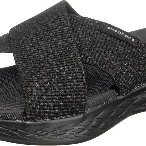 Women's On-The-go 600-Glistening Metallic Mesh Slide Sandal - Picture 1 of 7